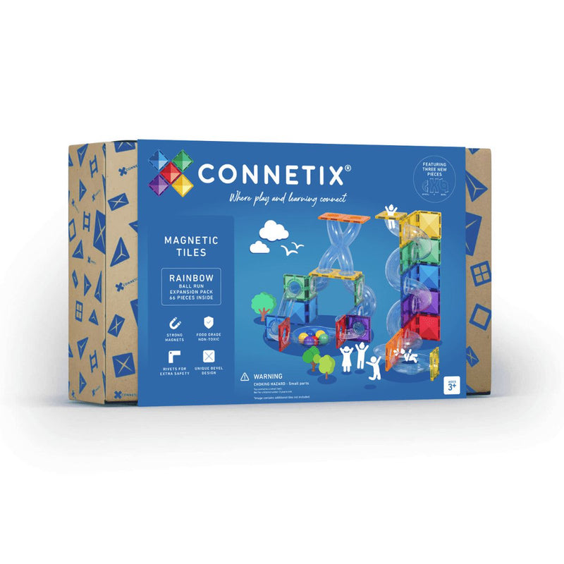 Connetix Rainbow Ball Run Expansion Pack – 66 Piece Set, Learning SPACE
