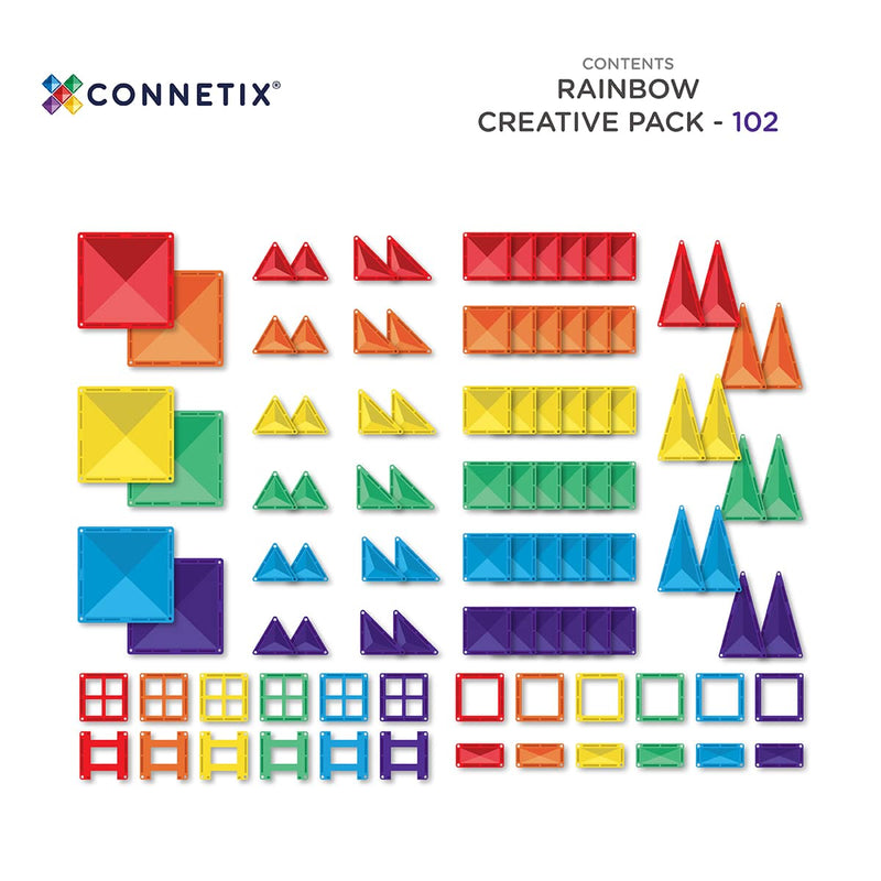 Connetix Rainbow Creative Pack – 102 Piece Set, Learning SPACE