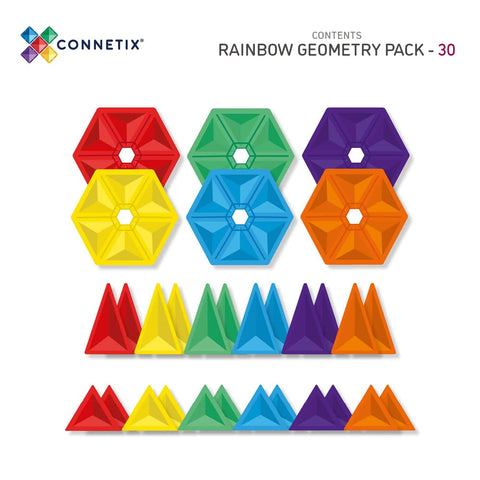 Connetix Rainbow Geometry Pack – 30 Piece Set-Connetix Tiles, Engineering & Construction, Fine Motor Skills, Gifts For 3-5 Years Old, S.T.E.M-CT-R-00030-GE-Learning SPACE