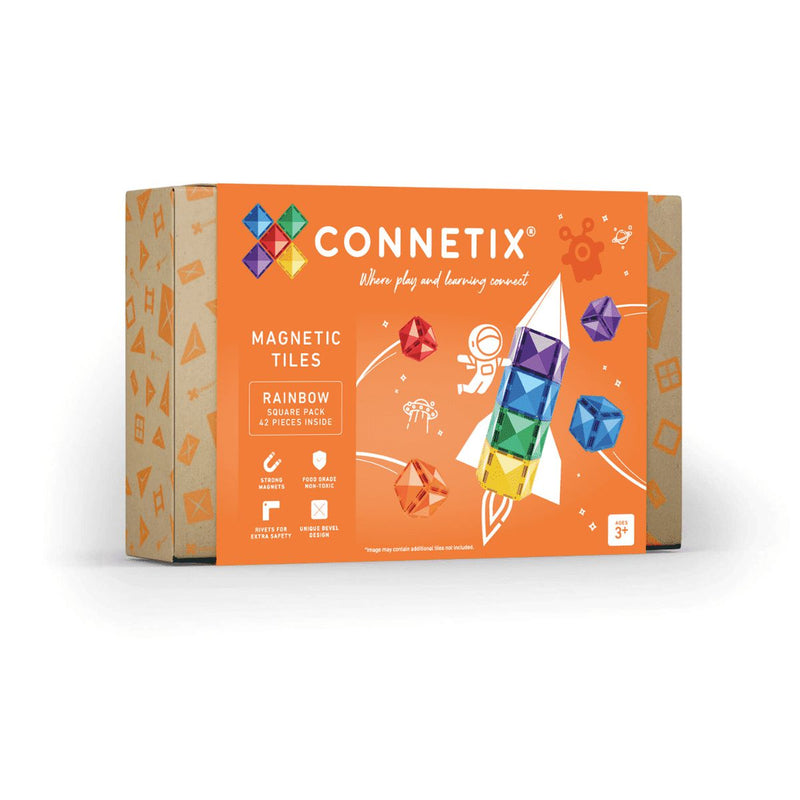 Connetix Rainbow Square Pack – 42 Piece Set, Learning SPACE