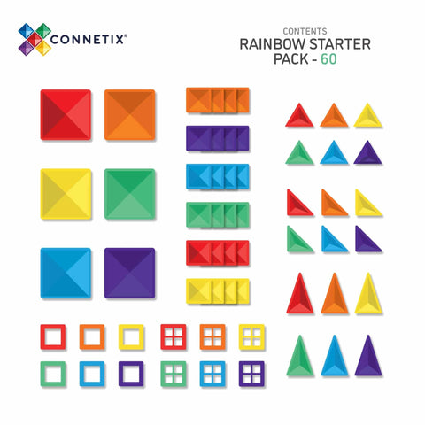 Connetix Rainbow Starter Pack – 60 Piece Set, Learning SPACE
