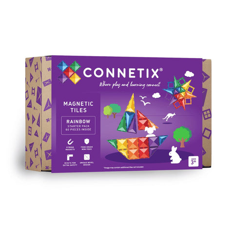 Connetix Rainbow Starter Pack – 60 Piece Set-Connetix Tiles, Engineering & Construction, Featured, Fine Motor Skills, Gifts For 3-5 Years Old, S.T.E.M-CT-R-00060-ST-Learning SPACE