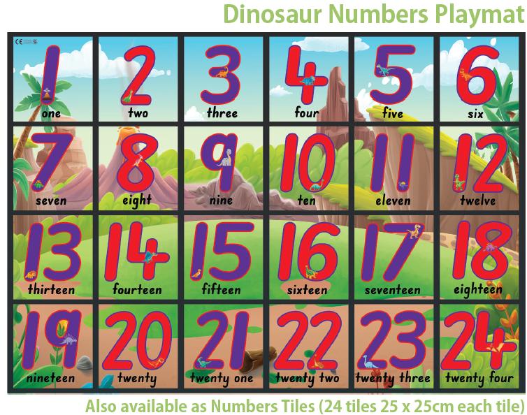 Counting and Number Themed Playmats and Tiles, Dinosaur 1m x 1.5m Platmat Numbers Learning SPACE