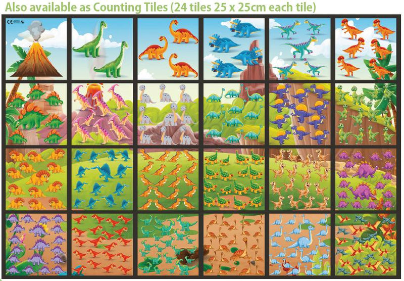 Counting and Number Themed Playmats and Tiles, Dinosaur 1m x 1.5m Platmat Counting Learning SPACE