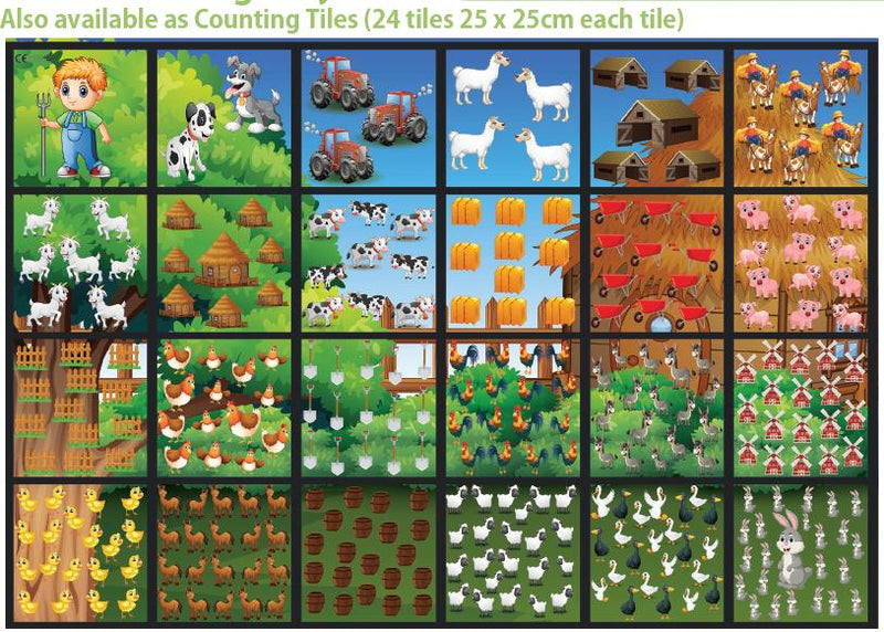 Counting and Number Themed Playmats and Tiles, Farm 1m x 1.5m Platmat Counting Learning SPACE