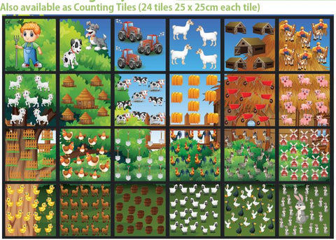 Counting and Number Themed Playmats and Tiles, Farm 1m x 1.5m Platmat Counting Learning SPACE