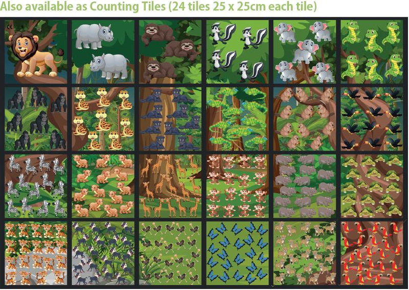 Counting and Number Themed Playmats and Tiles, Jungle 1m x 1.5m Platmat Counting Learning SPACE
