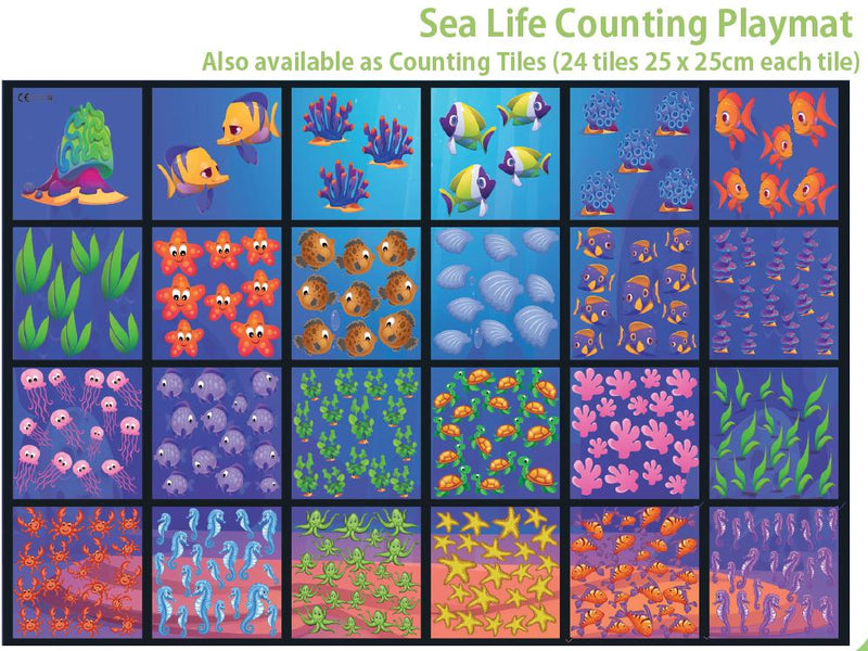 Counting and Number Themed Playmats and Tiles, Sea Life 1m x 1.5m Platmat Counting Learning SPACE