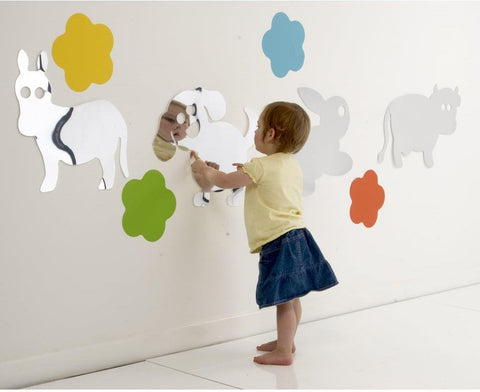 Countryside Animal Mirror Set- Dog, Rabbit, Cow & Donkey Mirror-AllSensory, Outdoor Mirrors, Playground Equipment, Playground Wall Art & Signs, Sensory Garden, Sensory Mirrors, Stock-Learning SPACE