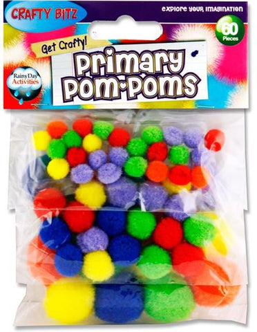 Crafty Bitz 60 Assorted Sizes Pom Poms-Art Materials,Arts & Crafts,Craft Activities & Kits,Crafty Bitz Craft Supplies,Early Arts & Crafts,Primary Arts & Crafts,Seasons,Spring,Stock-Learning SPACE