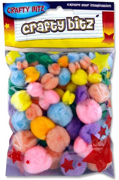 Crafty Bitz 70 Pom Poms Pastel-Art Materials,Arts & Crafts,Baby Arts & Crafts,Crafty Bitz Craft Supplies,Early Arts & Crafts,Primary Arts & Crafts,Seasons,Spring,Stock-Learning SPACE