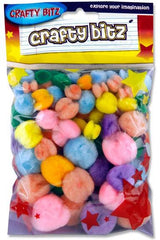 Crafty Bitz 70 Pom Poms Pastel-Art Materials,Arts & Crafts,Baby Arts & Crafts,Crafty Bitz Craft Supplies,Early Arts & Crafts,Primary Arts & Crafts,Seasons,Spring,Stock-Learning SPACE