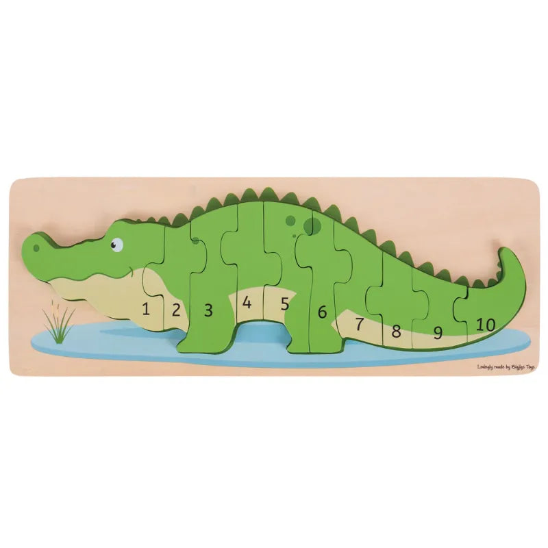 Crocodile Number Puzzle-Baby Wooden Toys, Counting Numbers & Colour, Sensory Wall Panels & Accessories, Wooden Toys-Learning SPACE