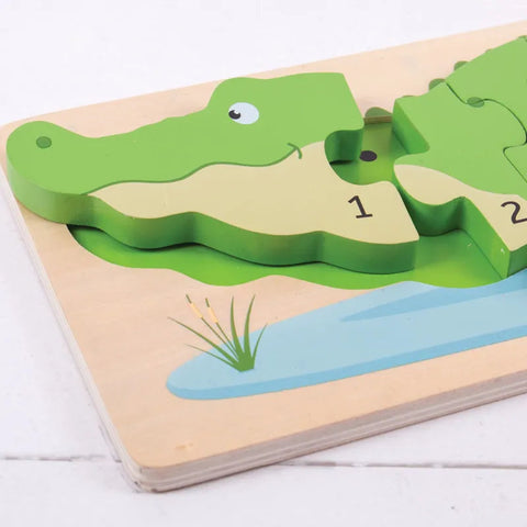 Crocodile Number Puzzle-Baby Wooden Toys, Counting Numbers & Colour, Sensory Wall Panels & Accessories, Wooden Toys-Learning SPACE