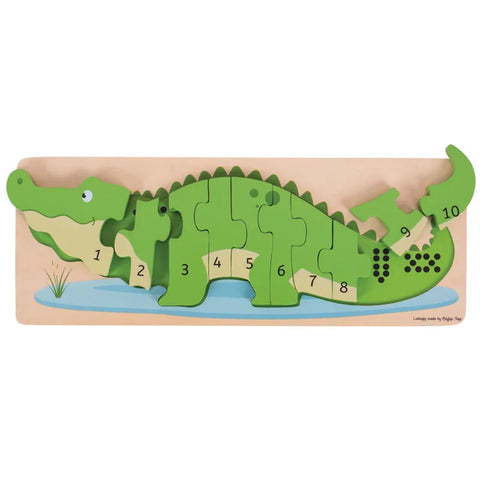 Crocodile Number Puzzle-Baby Wooden Toys, Counting Numbers & Colour, Sensory Wall Panels & Accessories, Wooden Toys-Learning SPACE