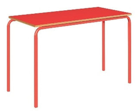 Crushed Bent Table: Colour Collection-Classroom Furniture, Classroom Table, Metalliform, Rectangular, Table, Wellbeing Furniture-1100x550-46cm (3-4 Years)-Red-Learning SPACE