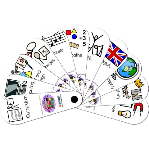 Curriculum At School Subject Symbol Fan-Hand Fans-Back To School,Calmer Classrooms,Calming & Anxiety,communication,Fans & Visual Prompts,Life Skills,Play Doctors,Primary Literacy,PSHE,Seasons,Social Stories & Games & Social Skills,Transitions and Routines-Learning SPACE
