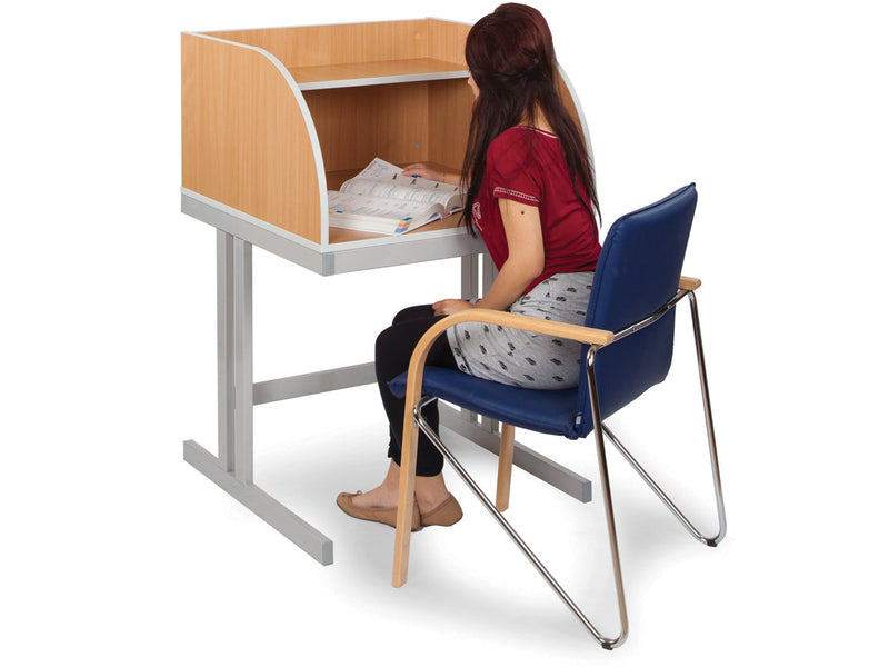 Curved Study Carrel Desk with Cantilever Legs, Learning SPACE