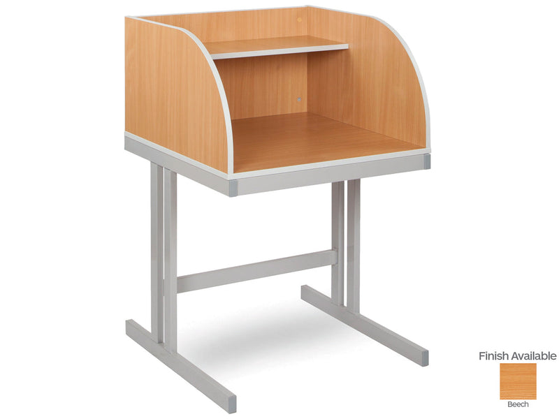 Curved Study Carrel Desk with Cantilever Legs, Learning SPACE