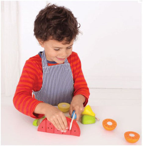 Cutting Fruit Chef Set - PlayFood-Bigjigs Toys,Calmer Classrooms,Feeding Skills,Gifts For 2-3 Years Old,Imaginative Play,Kitchens & Shops & School,Life Skills,Play Food,Stock,Wooden Toys-Learning SPACE