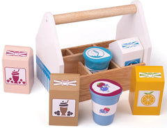 Dairy Delivery - PlayFood-Bigjigs Toys, Gifts For 2-3 Years Old, Imaginative Play, Kitchens & Shops & School, Play Food, Role Play, Stock, Wooden Toys-Learning SPACE