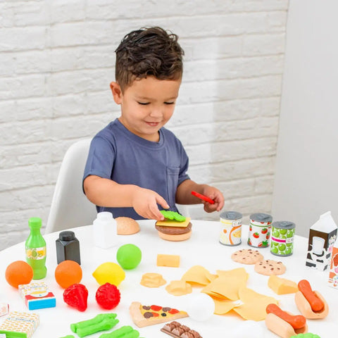 Deluxe Tasty Treats Play Set - 115 Toy Food Pieces-Calmer Classrooms, Feeding Skills, Gifts For 2-3 Years Old, Helps With, Imaginative Play, Kidkraft Toys, Kitchens & Shops & School, Play Food, Stock-Learning SPACE