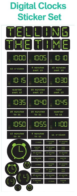 Digital Clock Sticker Set, Learning SPACE