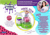 A colorful promotional flyer for 'Doctor Squishies' by John Adams, showing a woman making a pink slime squishie in a glass jar. The flyer includes product details, an instruction manual, a list of included items, and a tips section on a white, pink, and blue background.