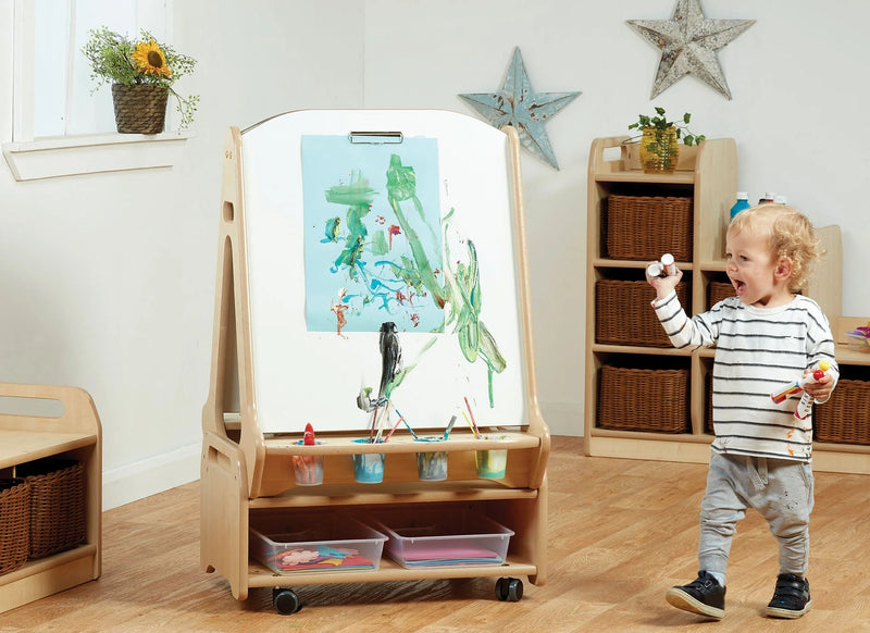 Double-Sided 2 Station Easel with Low Storage Trolley, Learning SPACE