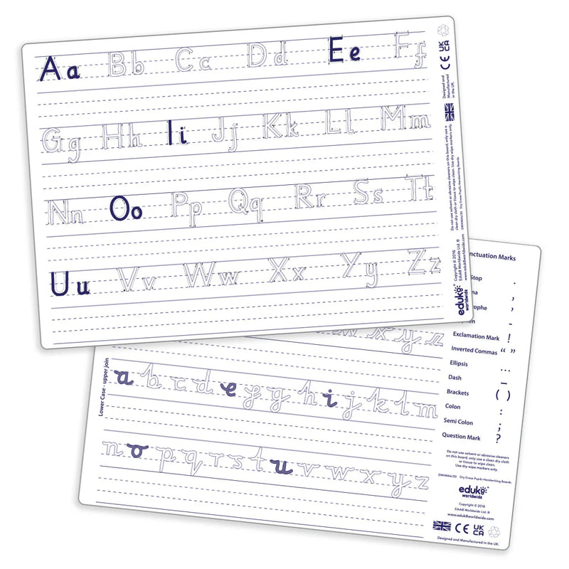 Dry Erase Handwriting Boards Pupils A4 Pack of 30, Learning SPACE