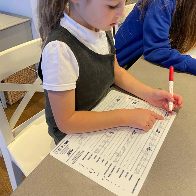 Dry Erase Handwriting Boards Pupils A4 Pack of 30, Learning SPACE