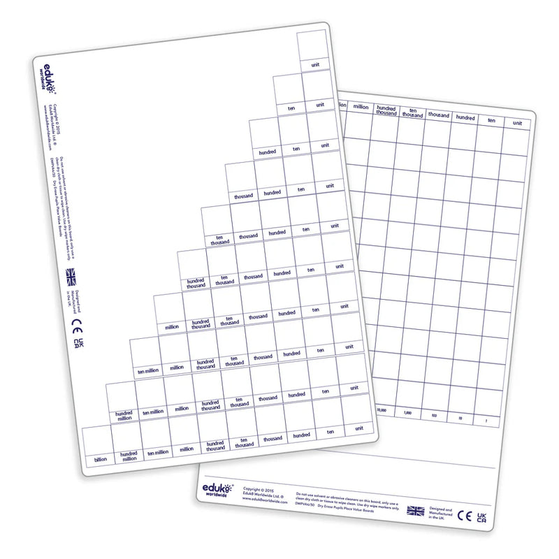 Dry Erase Place Value Pupils Boards Pack of 30, Learning SPACE
