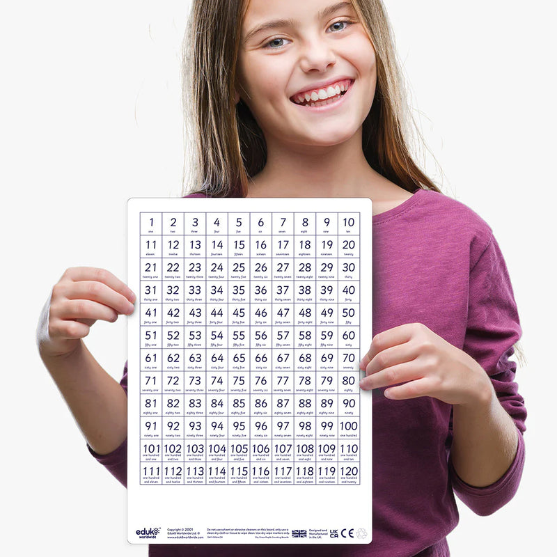 Dry Erase Pupils 1-120 Counting Boards Pack of 30, Learning SPACE