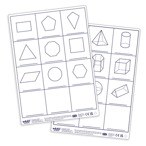 Dry Erase Pupils 2D/3D Shape Boards Pack of 30-Classroom Resources,Educational Classroom Materials,EDUK8,Learning Resources-Learning SPACE