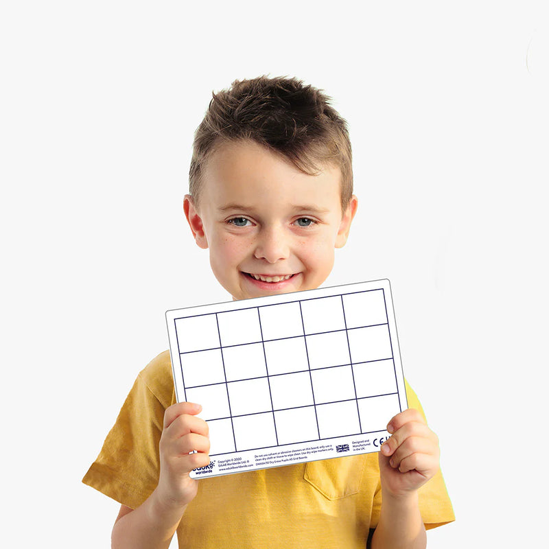 Dry Erase Pupils Grid Boards A5 Pack of 30, Learning SPACE