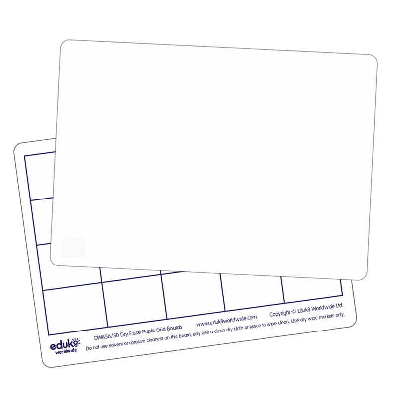 Dry Erase Pupils Grid Boards A5 Pack of 30, Learning SPACE