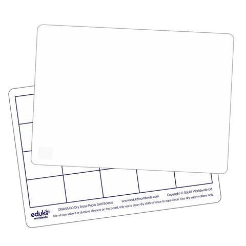 Dry Erase Pupils Grid Boards A5 Pack of 30, Learning SPACE