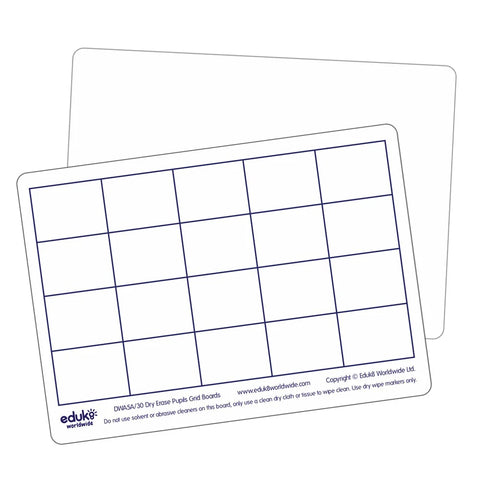 Dry Erase Pupils Grid Boards A5 Pack of 30, Learning SPACE