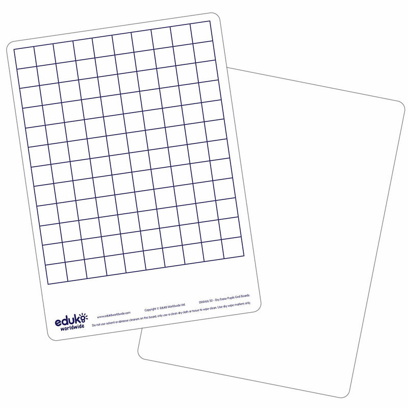 Dry Erase Pupils Grid Boards (Pack Of 30), Learning SPACE