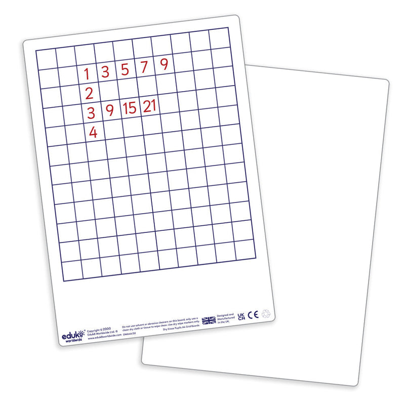 Dry Erase Pupils Grid Boards (Pack Of 30), Learning SPACE