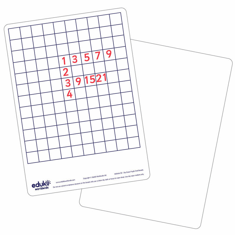 Dry Erase Pupils Grid Boards (Pack Of 30), Learning SPACE