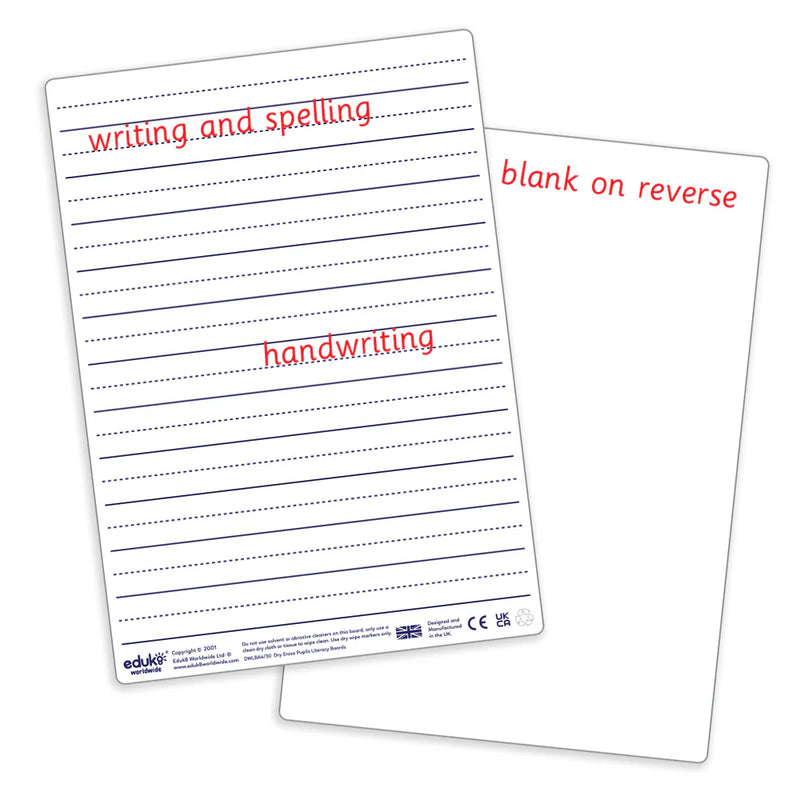 Dry Erase Pupils Literacy Boards A4 Pack of 30, Learning SPACE
