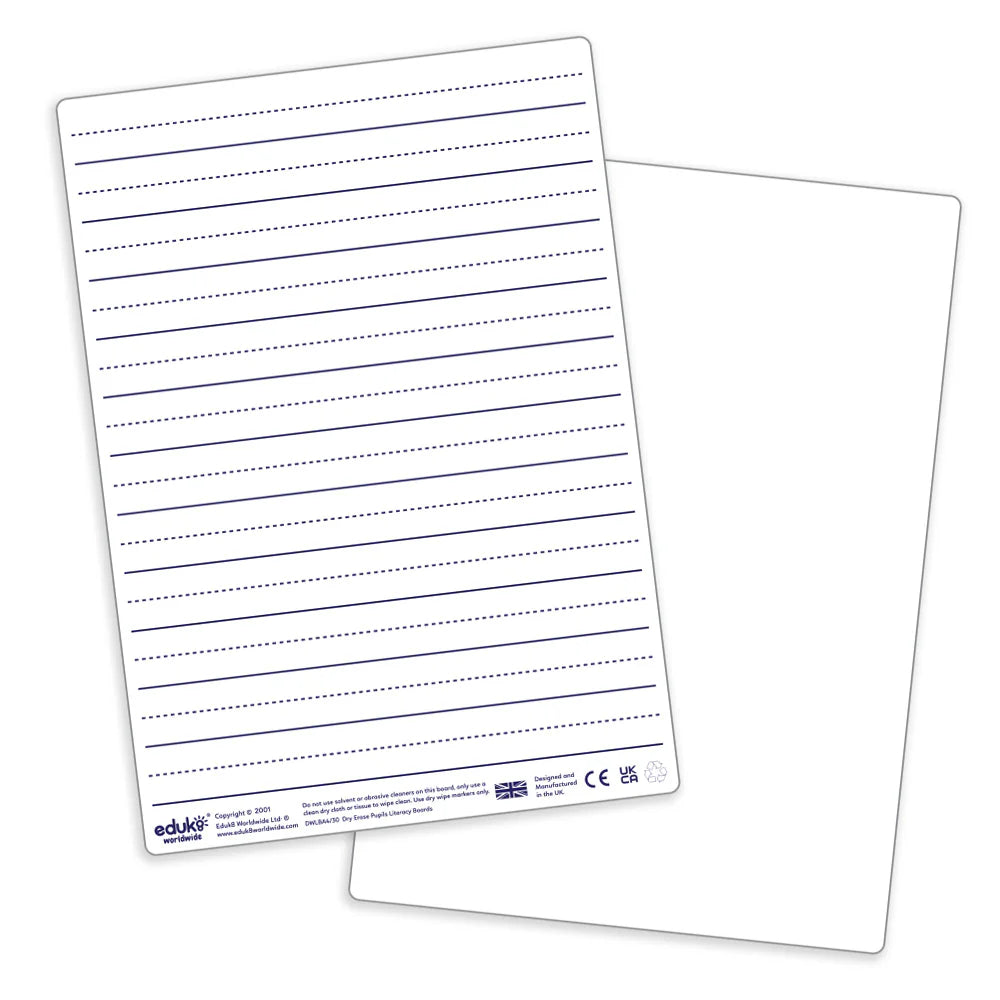 Dry Erase Pupils Literacy Boards A4 Pack of 30, Learning SPACE