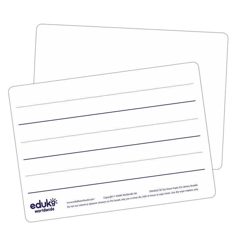 Dry Erase Pupils Literacy Boards A5 Pack of 30, Learning SPACE