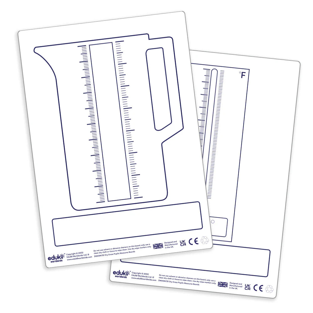 Dry Erase Pupils Measures Boards A5 Pack of 30, Learning SPACE