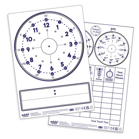 Dry Erase Pupils Time Boards A4 Pack of 30-Classroom Resources,Educational Classroom Materials,EDUK8,Learning Resources,Sand Timers & Timers,Visual Sensory Toys-Learning SPACE
