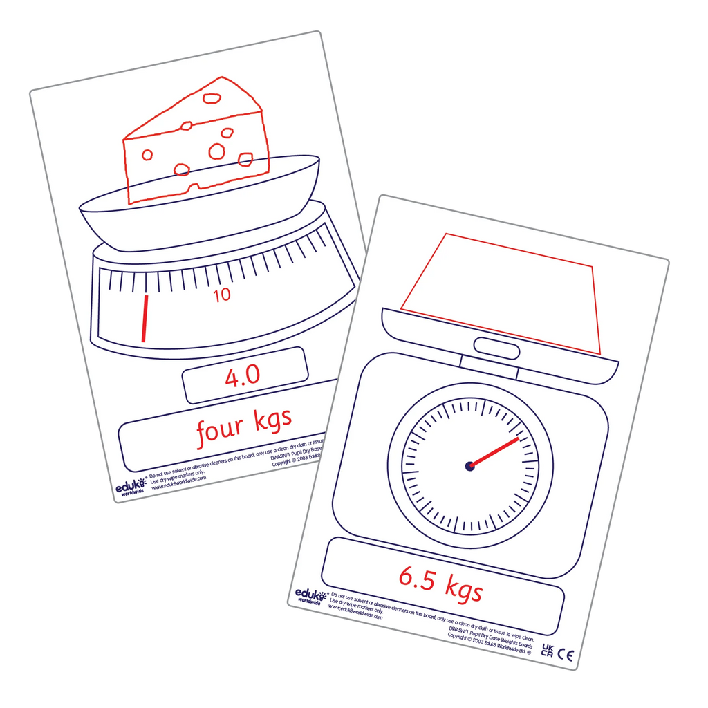 Dry Erase Pupils Weight Boards A5 Pack of 30-Classroom Resources,Educational Classroom Materials,EDUK8,Shape & Space & Measure-Learning SPACE