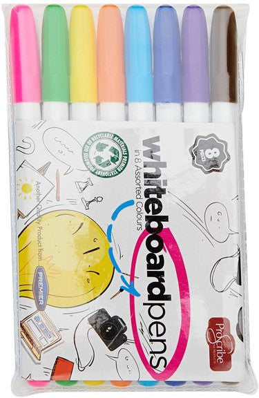 Dry Wipe Coloured Whiteboard Markers - 8-Pack, Learning SPACE