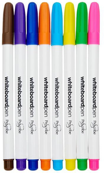 Dry Wipe Coloured Whiteboard Markers - 8-Pack, Learning SPACE
