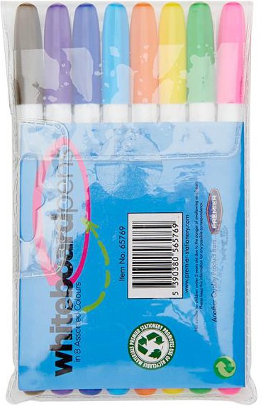 Dry Wipe Coloured Whiteboard Markers - 8-Pack, Learning SPACE